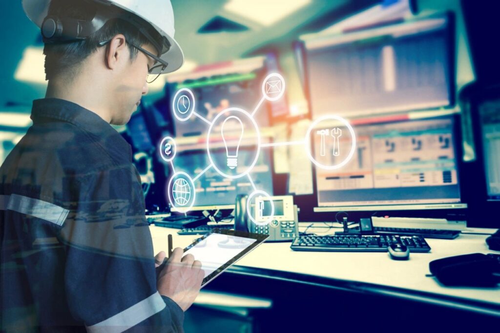 Electrical contractor planning a design-build electrical project using digital technology